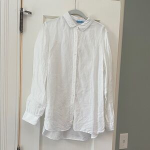 White Linen Button-Down Shirt - Men